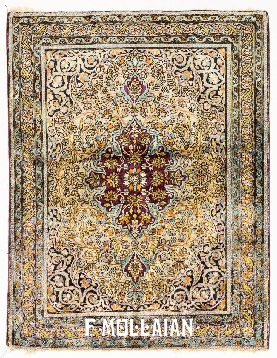 Kashan Mohasham Silk Rug n°:828802